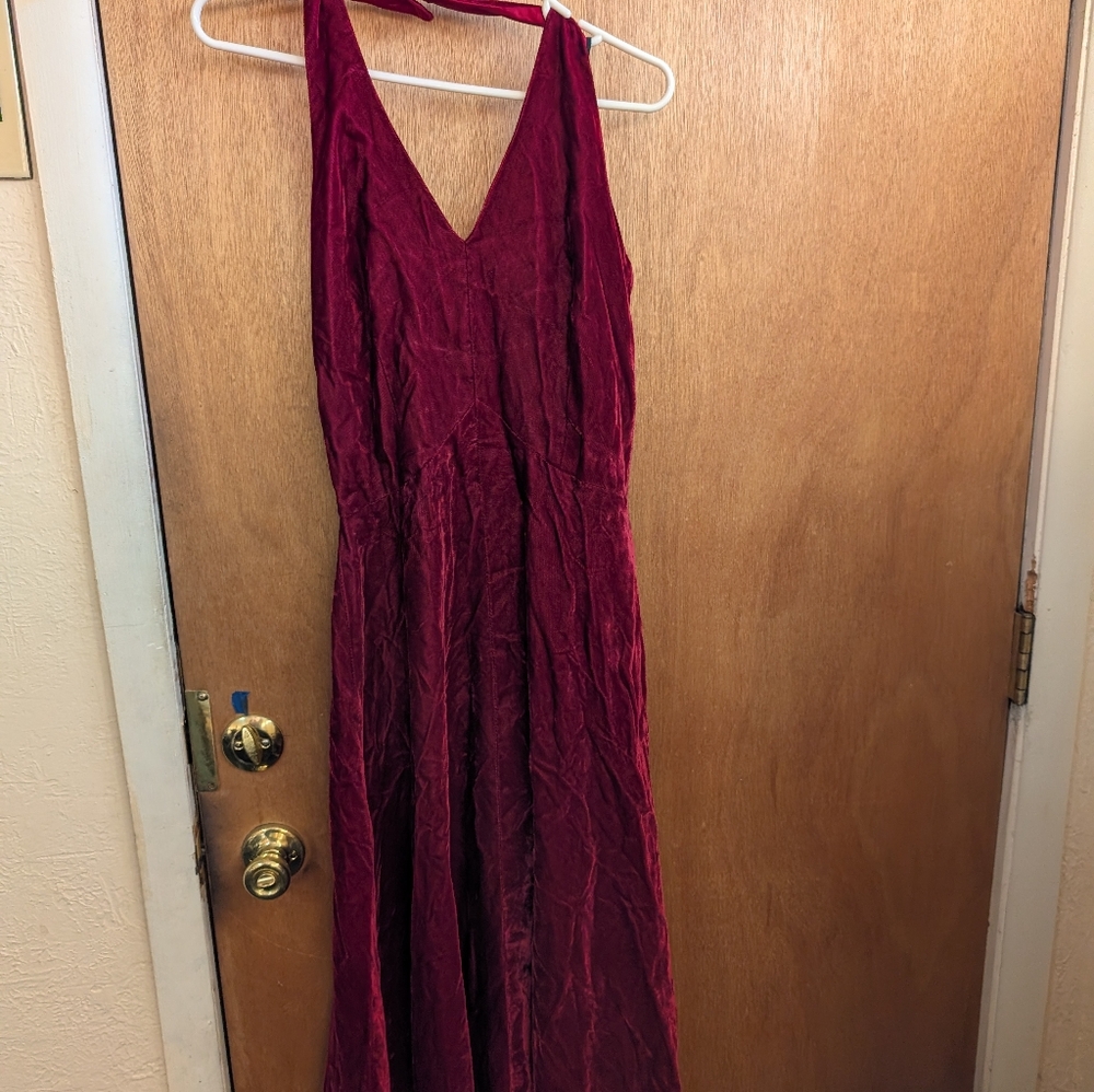 Vintage red velvet halter dress
